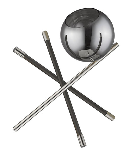 18" Black Metal Tripod Table Lamp With Nickel Globe Shade