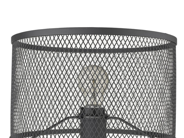 20" Brown Solid Wood Tripod Table Lamp With Black Drum Shade