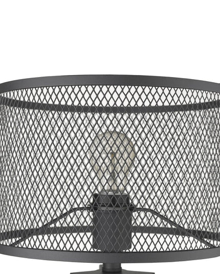 20" Brown Solid Wood Tripod Table Lamp With Black Drum Shade