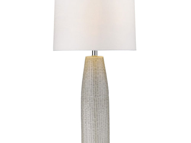 33" Light Gray Ceramic Table Lamp With White Drum Shade