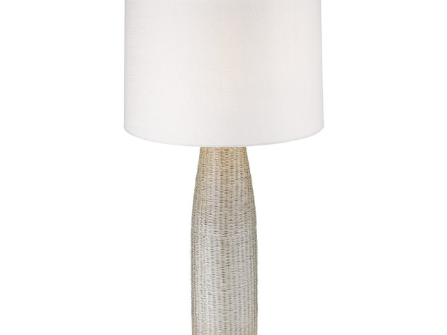 33" Light Gray Ceramic Table Lamp With White Drum Shade
