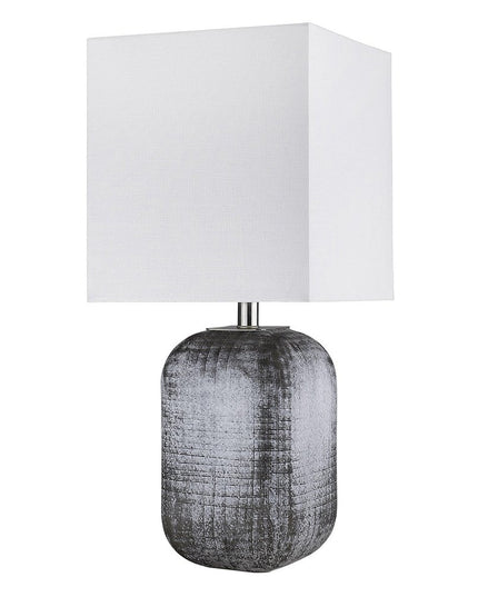 25" Blue and Gray Ceramic Table Lamp With White Square Shade