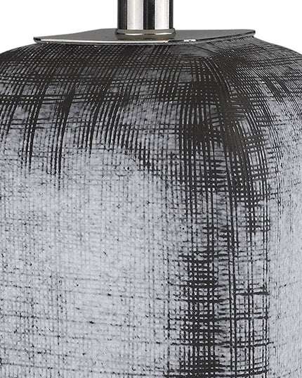 25" Blue and Gray Ceramic Table Lamp With White Square Shade