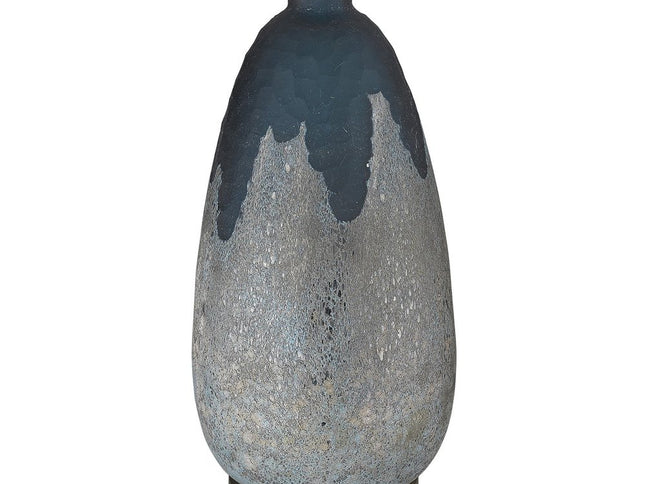 30" Teal Blue Concrete Table Lamp With Cream Empire Shade