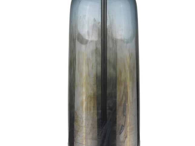 31" Steel Blue Glass Table Lamp With White Empire Shade