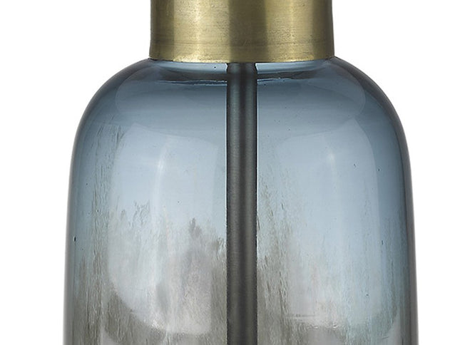 31" Steel Blue Glass Table Lamp With White Empire Shade