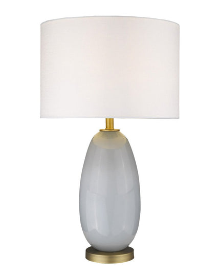 29" Light Gray Glass Table Lamp With White Drum Shade