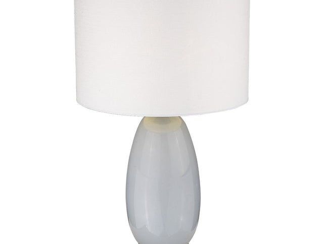 29" Light Gray Glass Table Lamp With White Drum Shade