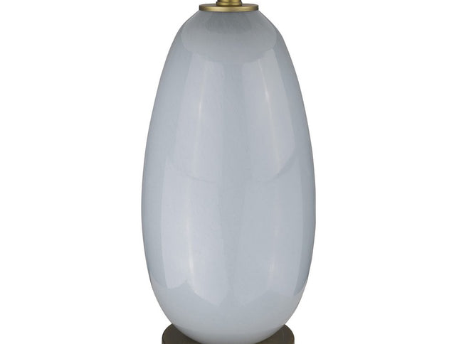 29" Light Gray Glass Table Lamp With White Drum Shade