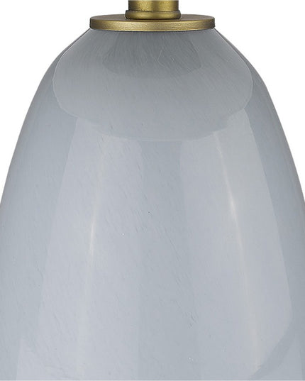 29" Light Gray Glass Table Lamp With White Drum Shade