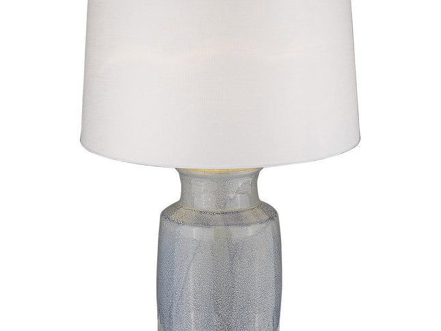 27" Gray Ceramic Table Lamp With White Empire Shade