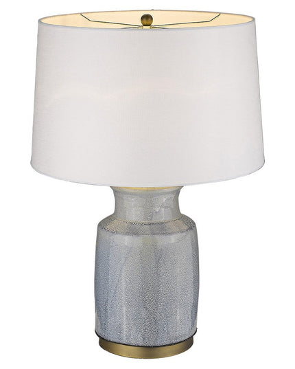 27" Gray Ceramic Table Lamp With White Empire Shade