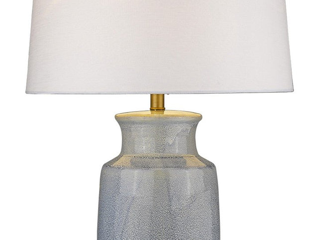 27" Gray Ceramic Table Lamp With White Empire Shade