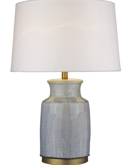 27" Gray Ceramic Table Lamp With White Empire Shade