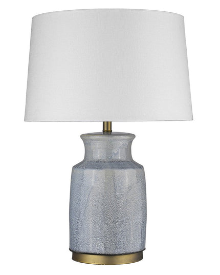 27" Gray Ceramic Table Lamp With White Empire Shade