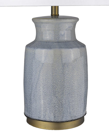 27" Gray Ceramic Table Lamp With White Empire Shade