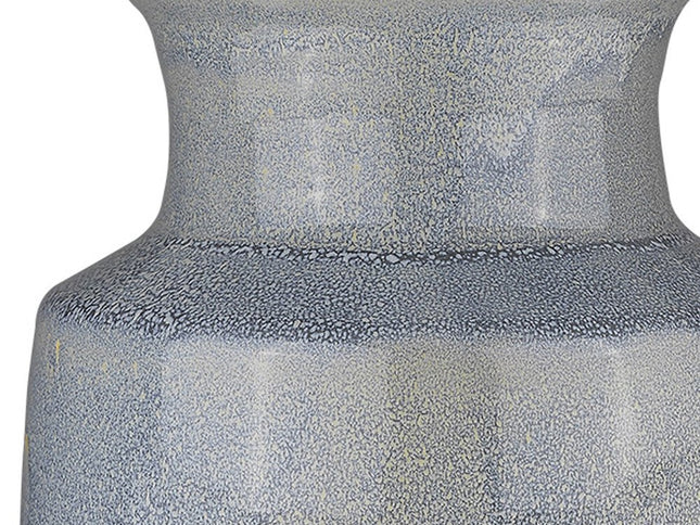 27" Gray Ceramic Table Lamp With White Empire Shade