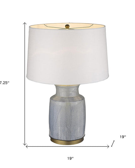 27" Gray Ceramic Table Lamp With White Empire Shade