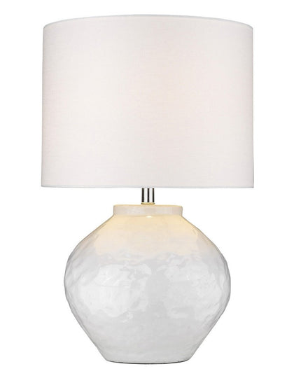 26" White Ceramic Table Lamp With White Drum Shade