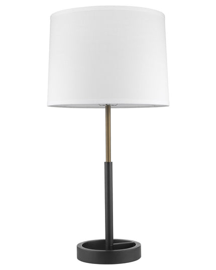 31" Black and Gold Metal Table Lamp With White Empire Shade
