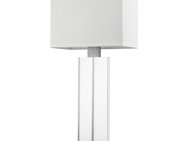 31" Silver Metal and Acrylic Buffet Lamp With White Shade