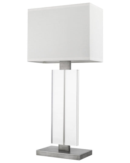 31" Silver Metal and Acrylic Buffet Lamp With White Shade