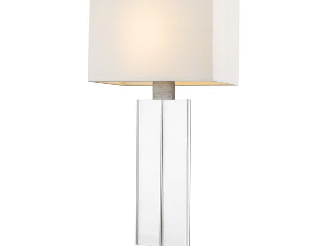 31" Silver Metal and Acrylic Buffet Lamp With White Shade