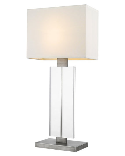 31" Silver Metal and Acrylic Buffet Lamp With White Shade