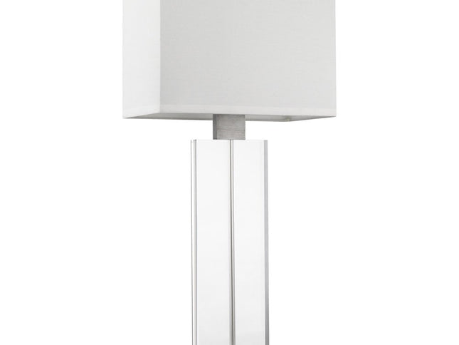 31" Silver Metal and Acrylic Buffet Lamp With White Shade