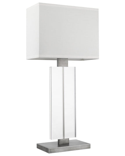 31" Silver Metal and Acrylic Buffet Lamp With White Shade