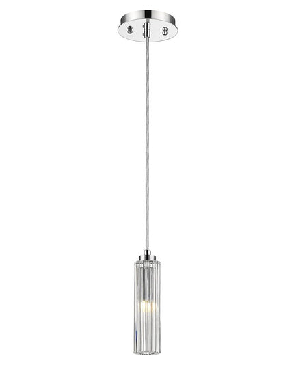 Solo 1-Light Polished Chrome Pendant With Multi-Faceted Round Crystal Shade