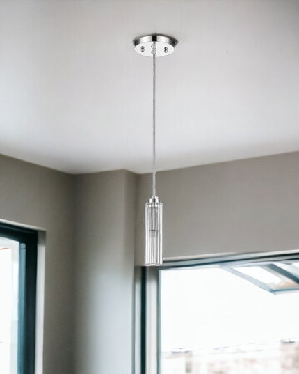 Solo 1-Light Polished Chrome Pendant With Multi-Faceted Round Crystal Shade