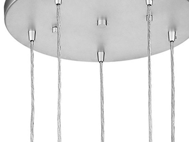 Five Light Acrylic and Steel Shade Hanging Globe Light