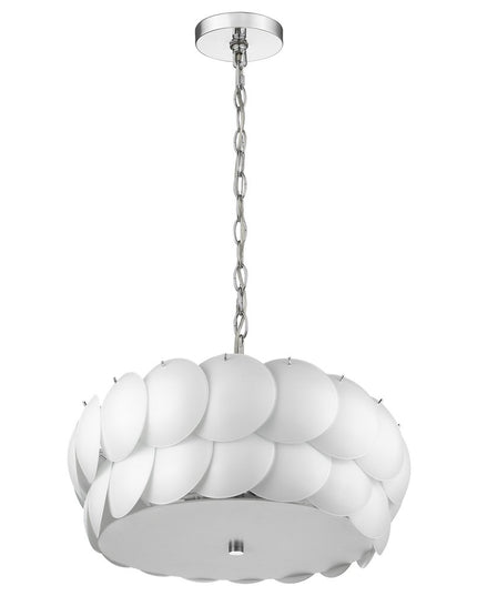Selene 6-Light Polished Chrome Pendant With Overlapping Frosted White Glass Discs Shade