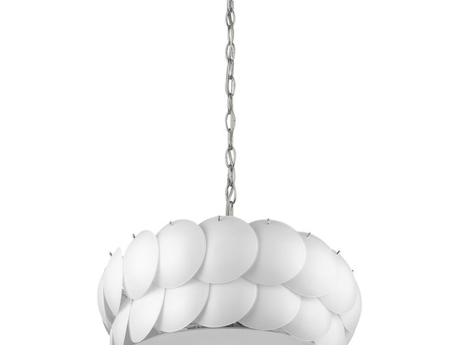 Selene 6-Light Polished Chrome Pendant With Overlapping Frosted White Glass Discs Shade