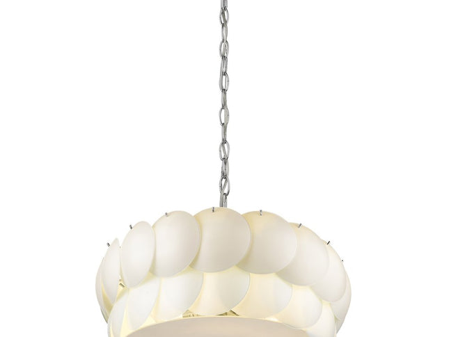 Selene 6-Light Polished Chrome Pendant With Overlapping Frosted White Glass Discs Shade
