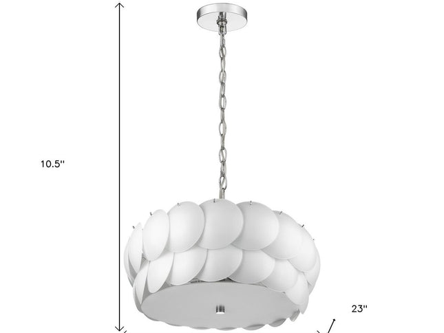Selene 6-Light Polished Chrome Pendant With Overlapping Frosted White Glass Discs Shade