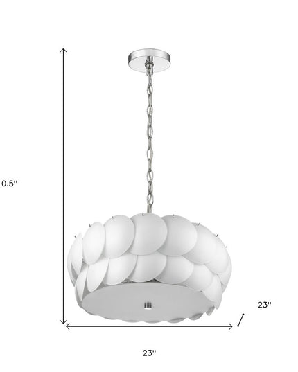 Selene 6-Light Polished Chrome Pendant With Overlapping Frosted White Glass Discs Shade