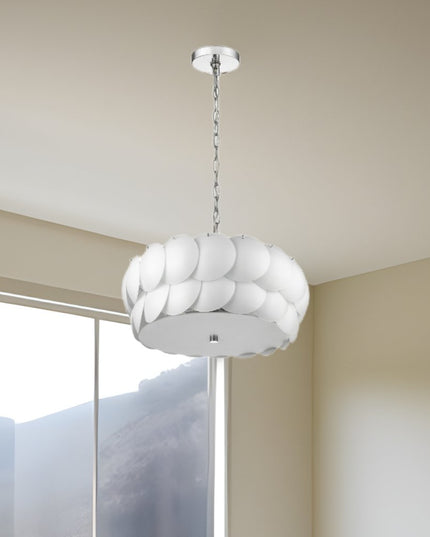 Selene 6-Light Polished Chrome Pendant With Overlapping Frosted White Glass Discs Shade