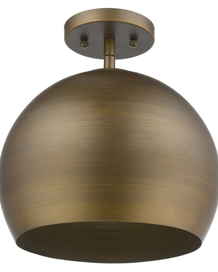 Latitude 1-Light Hand Painted Antique Gold Pendant With Gold Interior Shade