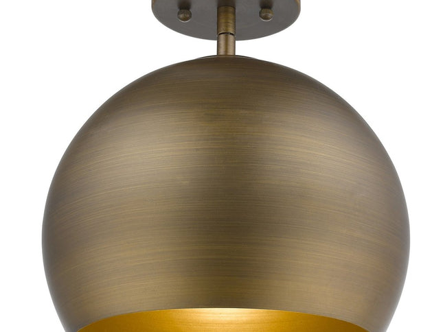 Latitude 1-Light Hand Painted Antique Gold Pendant With Gold Interior Shade