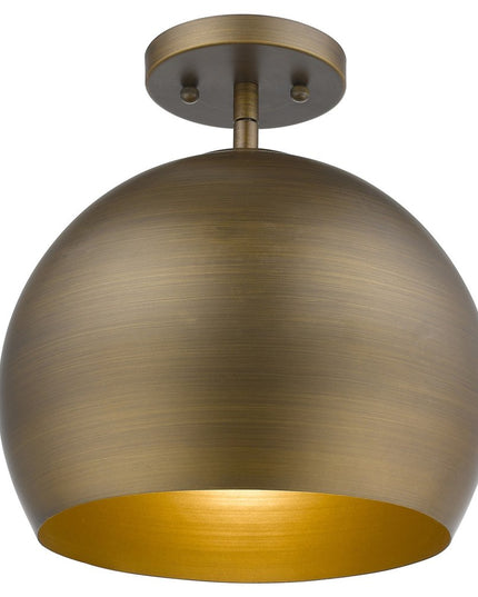 Latitude 1-Light Hand Painted Antique Gold Pendant With Gold Interior Shade