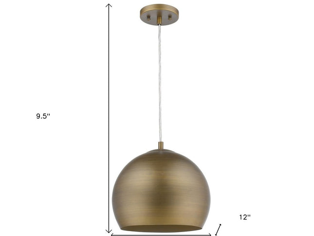 Latitude 1-Light Hand Painted Antique Gold Pendant With Gold Interior Shade