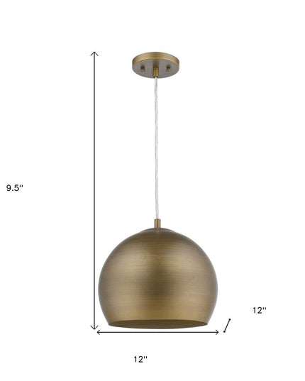 Latitude 1-Light Hand Painted Antique Gold Pendant With Gold Interior Shade