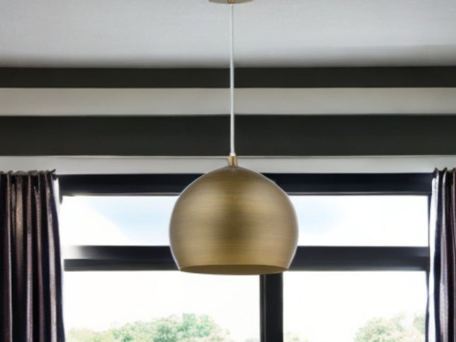 Latitude 1-Light Hand Painted Antique Gold Pendant With Gold Interior Shade