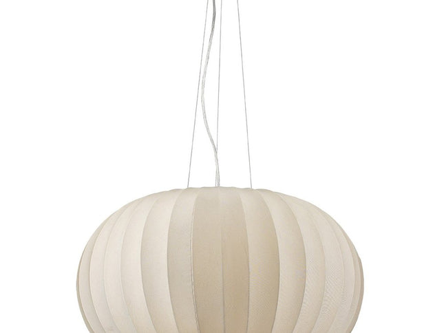 Shanghai 1-Light Brushed Nickel Pendant With Sheer Pearl Ribbon Shade