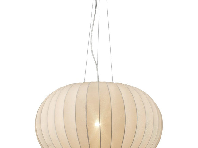 Shanghai 1-Light Brushed Nickel Pendant With Sheer Pearl Ribbon Shade