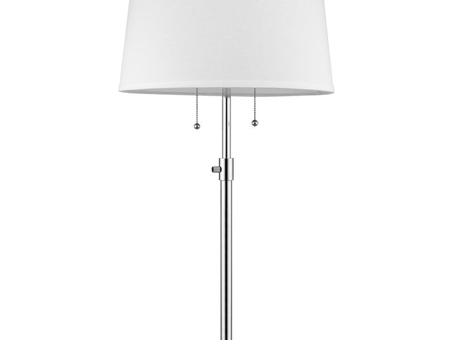 31" Silver Metal Two Light Adjustable Table Lamp With White Empire Shade