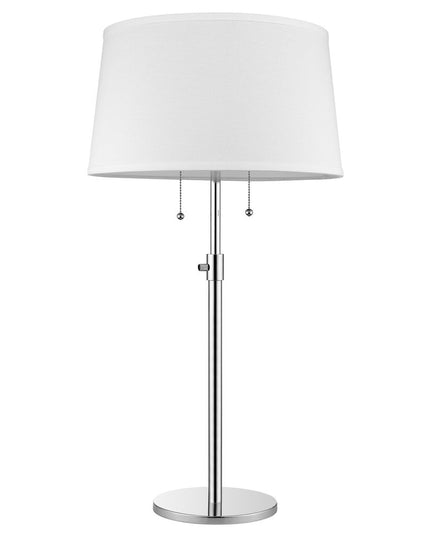 31" Silver Metal Two Light Adjustable Table Lamp With White Empire Shade