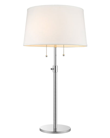 31" Silver Metal Two Light Adjustable Table Lamp With White Empire Shade